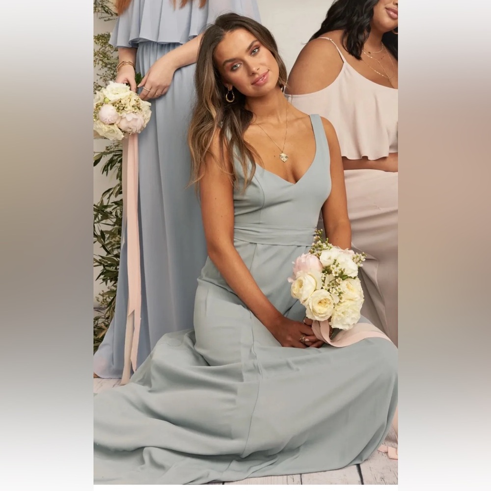 Show Me Your MuMu Jenn Maxi Dress silver sage crisp NEW Size M